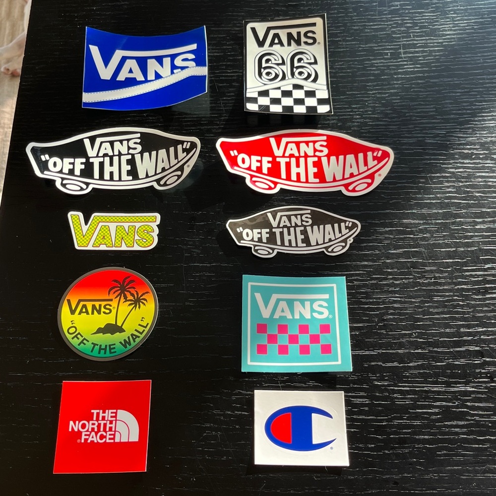 NEW Vans, North Face, Champion Sticker Assortment - 10 Stickers (Pack O)